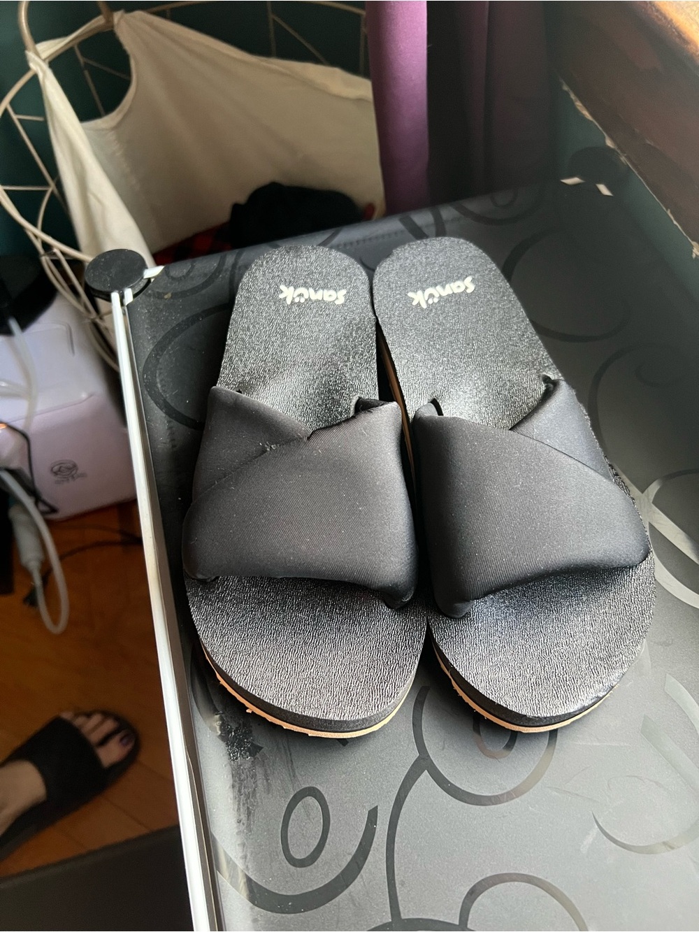 Sanuk Black Foam Slide Sandals